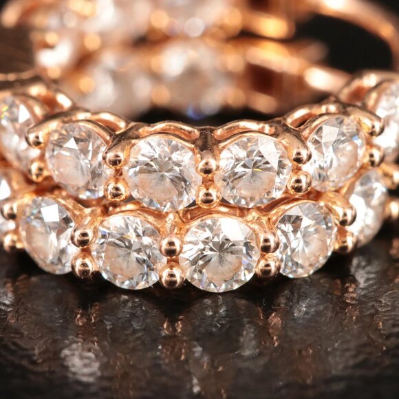 Tiffany & Co. 18K Rose Gold 1.51 CTW Inside-Out Hoop Diamond Earrings - Picture 5 of 10